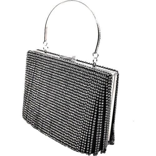 Diamond square bag clip mouth female bag evening bag handbag large capacity joker style