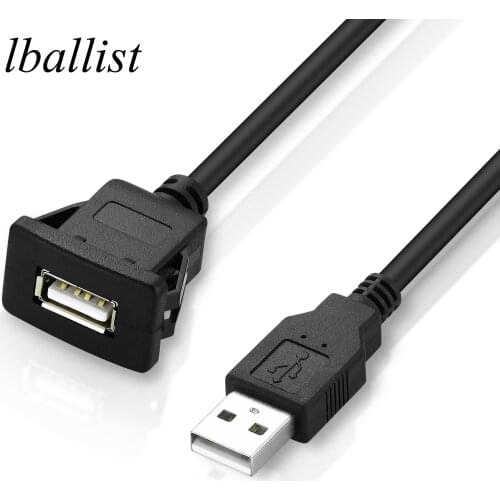 Lballist USB2.0 USB3.0 Male to Female Flush Mount Panel Dashboard Cable Shielded For Car Motorcycle 1m