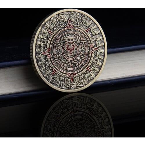 Mexican Bronze Commemorative Coin Mayan Corona Pyramid Lucky Medallion