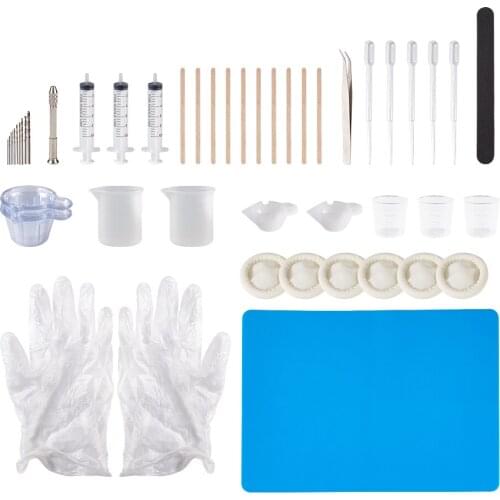 1 Set DIY Epoxy Resin Jewelry Kit Mixed Color Jewelry making Tools with Beading Tweezers Plastic Dropper Measuring Cup