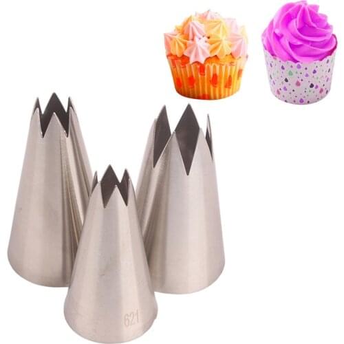#621#631#633 3pcs Russian Icing Piping Nozzles Stainless Steel Cream Pastry Tips Cupcake Cake Decorating Tools Pastry Nozzles