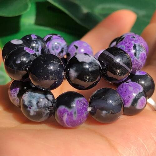Natural Genuine Onyx Stone Purple Black Fire Agates Beads Loose Spacer Beads For Jewelry Making Diy Handmade Bracelet 6/8/10MM
