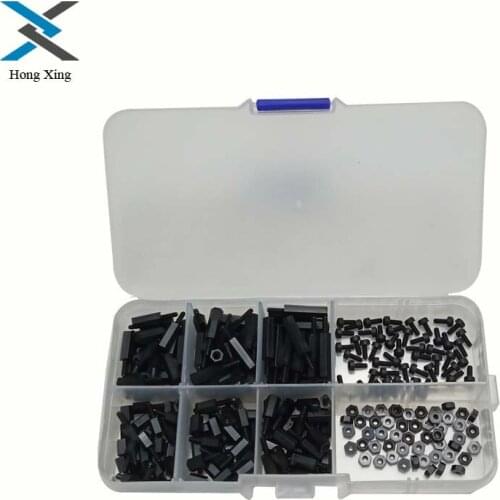 250pcs/Box M2 Male Female Standoffs Nylon Spacer Hex Column Screws Nuts Assortment Kit Threaded Pillar Repair Tools