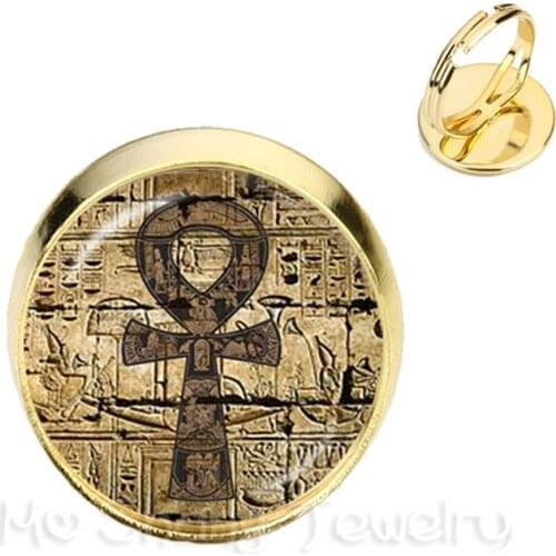 2018 New Trendy 16mm Ganesha Buddha Elephant Glass Dome Rings Handmade Adjustable Golden Plated Rings For Souvenir Gift