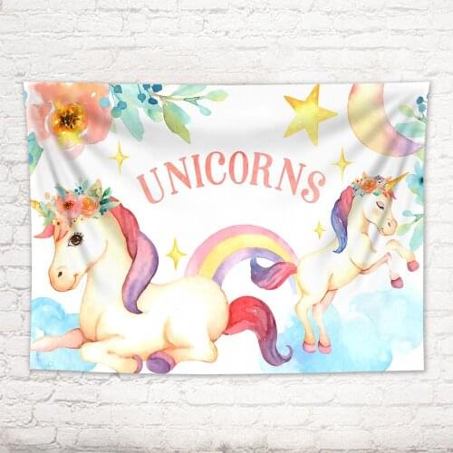 Unicorn Pattern Blanket Wall Tapestry Hanging Cartoon Design Tapestry Bedroom Children Room Home Decorating Throw Blanket