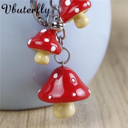 Polymer Clay Red Dot Mushroom Keychain Cottage Core Jewelry Mushroom Key Chain Backpack Charm Resin Fungi Keyrings KL8CH