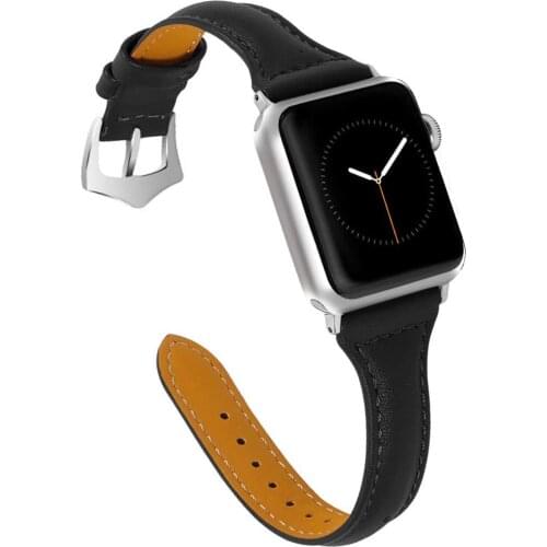 Straps for apple watch 44mm 40mm 42mm 38mm band slim leather bracelet for iwatch se apple watch 6 5 4 3 bands men women strap
