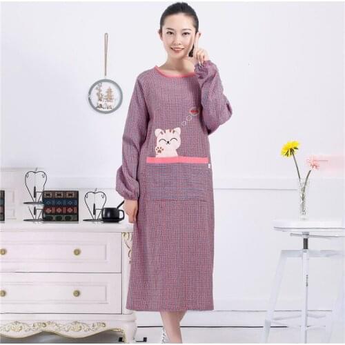 Lengthen blouse long-sleeved cotton home body Korean kitchen oil-proof men and women apron plus fertilizer