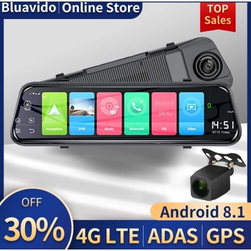 Bluavido 4G Android 8.1 Dash Camera 10 Inch Rear view Mirror GPS Navigation FHD 1080P Car DVR video registrator WiFi Recorder