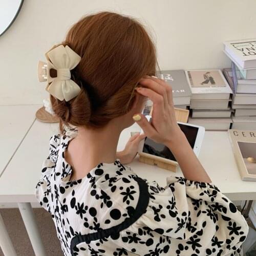 Hairpin Female Summer Bow Catch Clip Sweet Hairdressing Catch Retro French Plate Hair Clip Back Of Head Hair Accessories