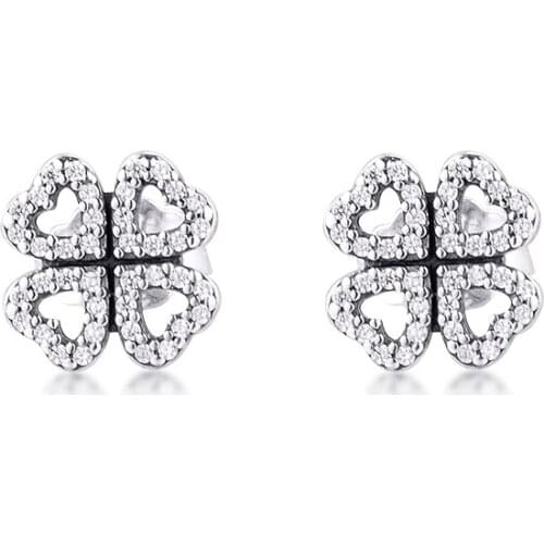 Genuine 925 Sterling Silver Earrings Petals of Love Stud Earrings for Women Party Gift Fine Jewelry brincos pendientes