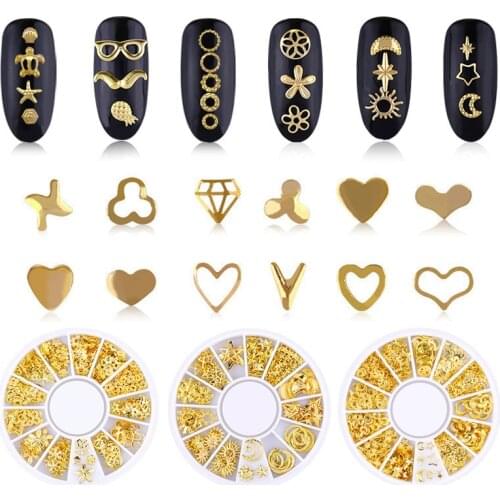 Taoye teemo 1 Box 3D Golden Nail Charms Metal Rivets Studs Rhinestones Pearl Nail Jewelry DIY Nail Art Decorations Accessoires