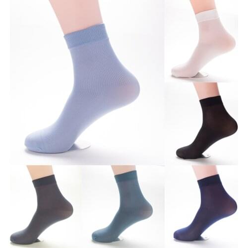 1Pair Summer Mens Business Short Tube Stockings Solid Color Bamboo Fiber Strip Thin Socks Foot Bath Socks Fashion Stockings