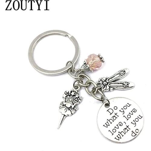 1 piece to do your favorite charm I love to dance keychain ballerina key ring ballet gift to female girl dancer jewelry