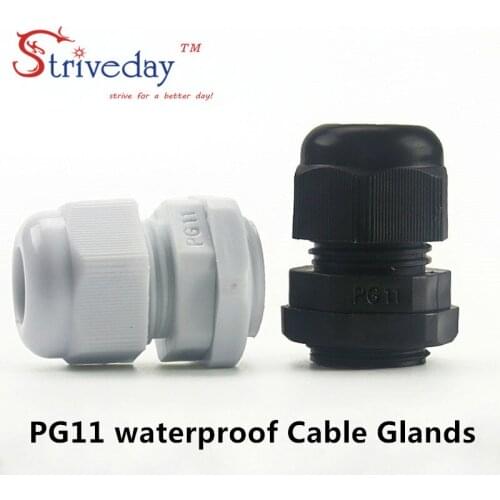 10pcs/lot White Black PG11 Nylon cable gland Wiring Accessories LED cable connector waterproof Gland