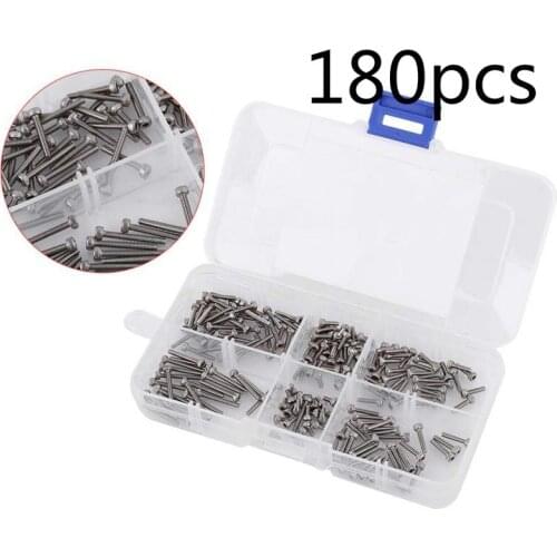 180pcs M2 (2mm) Stainless Steel Allen Bolts Hex Socket Head Cap Screws Assortment Kit