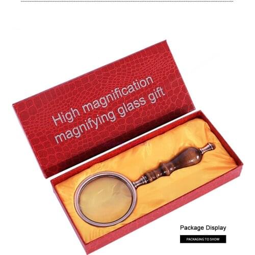 20pcs 10X Handheld Magnifier Wooden Handle Vintage Magnifying Glass Portable Retro Handle Magnifier Eye Loupe Glass