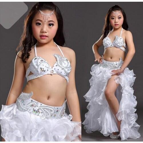 2018 Kids Stage Performance Belly Dancing Clothes 3-piece Oriental Outfit Bra, Belt, Skirt Girls Belly Dance Designed for girls