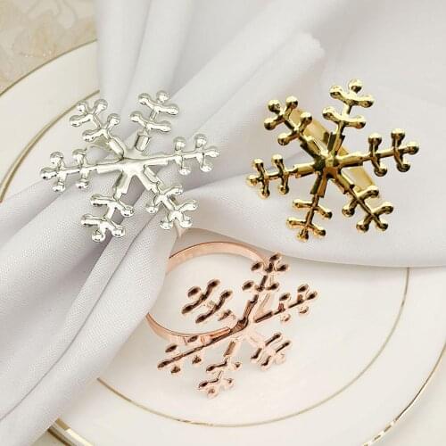 6pcs Rhinestone Napkin Ring Hotel Model Room Napkin Buckle Napkin Ring Christmas Decoration Snowflake Circle Wedding Party Deco