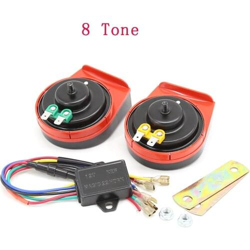 8 tone 12V echo horn car big horn car surround double snail horn alarm