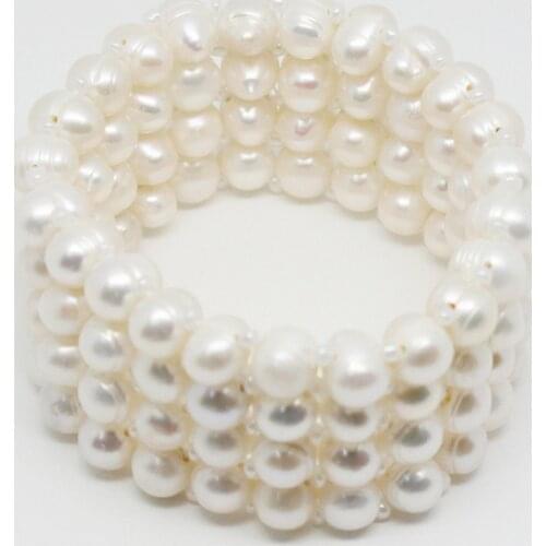 Genuine HOT Fashion retro multi-row real natural irregular pearls Bracelet Fashion elasticity Bracelet For Woman Free shipping