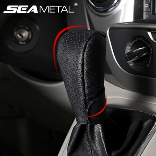 PU Leather Car Gear Shift Knob Cover Shell Protector Anti-slip Anti-static Car Gear Shift Collars Sleeve Lever Case Protective