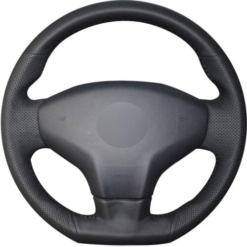 Black Artificial Leather No-slip Car Steering Wheel Cover for Citroen Elysee C-Elysee 2014-2019 New Elysee Peugeot 301 2013-2019