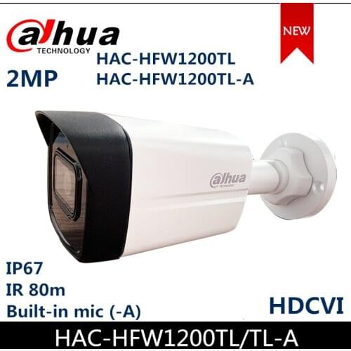 Dahua Security Camera HAC-HFW1200TL IR40mHAC-HFW1200TL-A IR 80m Built-in MIC 2MP HDCVI IR Bullet Camera Waterproof HDCVI Camera