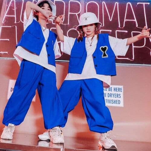 Children Hip Hop Dance Costumes Loose Vest Tops Casual Pants Boys Girls Stage Performance Outfit Rave Clothes Teens Wear BL5903