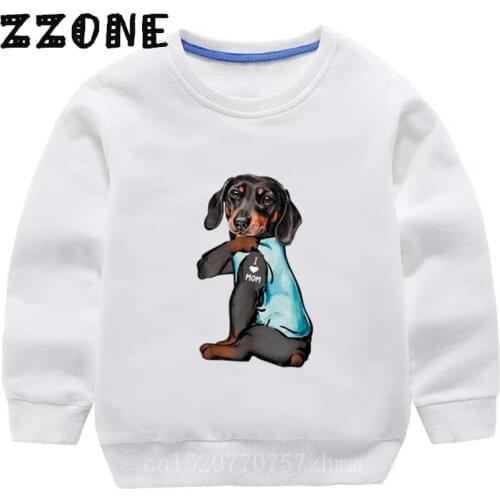 Childrens Hoodies Kids Cute Dog I Love Mom Print Funny Sweatshirts Baby Cotton Pullover Tops Girls Boys Autumn Clothes,KYT5397