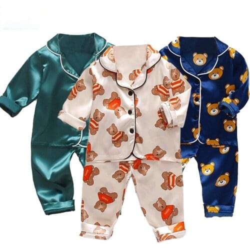 Childrens Pajamas Set Spring Baby Boy Girl Clothes Casual Sleepwear Set Kids Cartoon Tops+Pants Toddler Clothing Sets