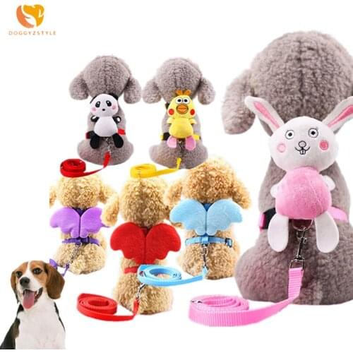 DOGGYZSTYLE Adjustable Angel Pet Dog Leash Wings Puppy Cat Harness Candy Straps For Small Dogs Teddy Chihuahua Dogs Accessories