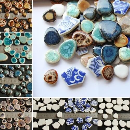 100g Ceramic Tiles Marble Pattern Mosaic Irregular Shaped Mosaic Stones DIY Stone Fragments Mixed Color Mosaic Craft Decor