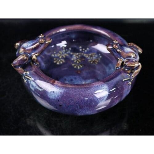 China blue glaze ceramic frog pen wash crafts statue