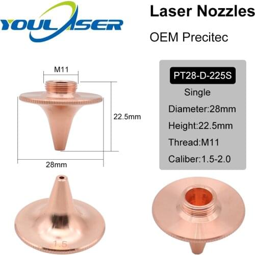 Precitec D Type Laser Nozzle Single Layer Dia.28mm Caliber 1.5/2.0 for Precitec Fiber Laser Cutting Head
