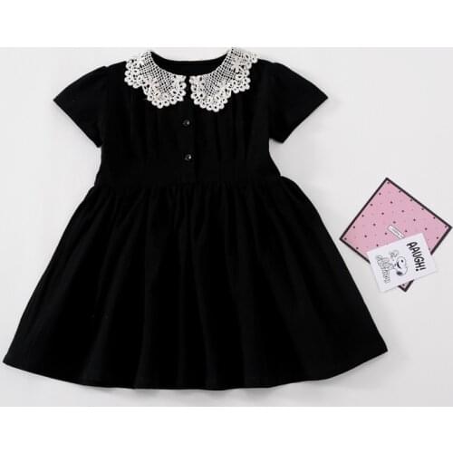 Summer girls dress short sleeve lace collar infant kids dresses for girls clothing costumes infant bebe vestidos beach dress