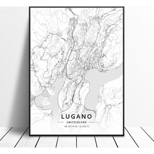 Lugano Bern Lausanne St Gallen Zurich Geneva Basel Switzerland Art Canvas Poster Prints Home Wall Decor Painting