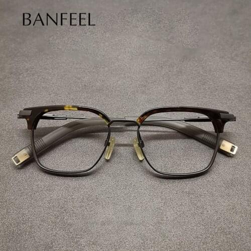 IP Titanium Men Glasses Frames Square Myopia Optical Prescription Eyeglasses Frames UK Handmade Design Retro Ultralight Eyewear