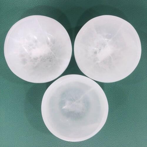 Natural Crystal Quartz Selenite Circle Shape Bowl Energy Reiki Stone Home Aquarium Decoration Accessories Gemstone