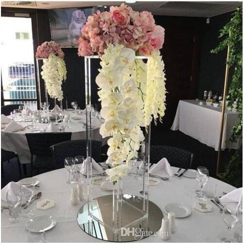 New clear Transparent Wedding acrylic crystal Table Centerpiece Wedding Columns Flower Stand for Table decoration floral arrange