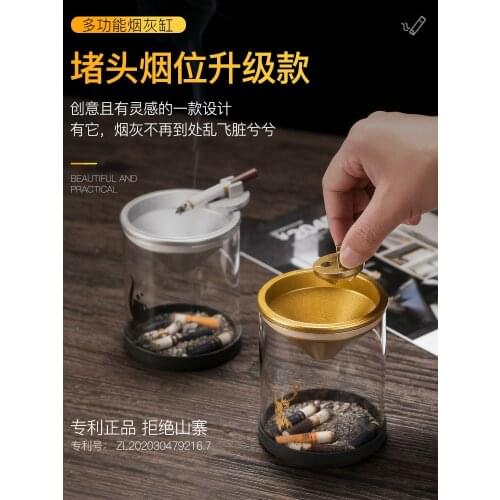 Funnel Ashtray Creative Household Trend with Lid Ashtray Personality Living Room Smoke Cup Ins Wind Prevent Fly Ash Device