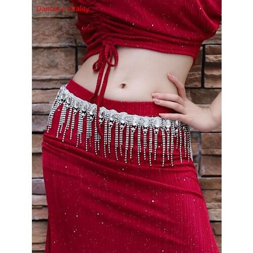 Belly Dance Belt Tassel Diamond-Studded Waist Chain Oriental Dancing Female Adult Metal Rhinestone Performance Accessories