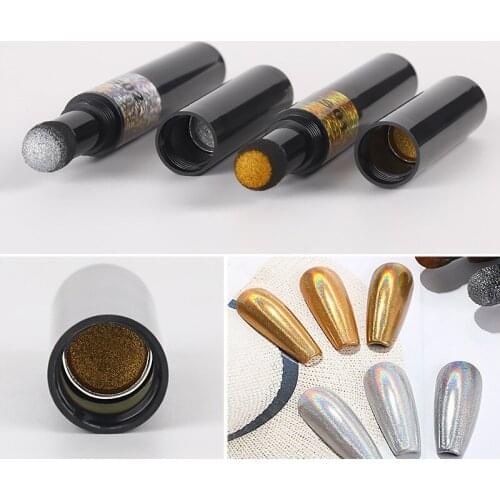 MiFanXi Nail Powder Cushion Pen Golden Silver Mirror Nail Art Glitter Muticolor Chrome Powder Decorations