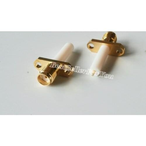 1Pcs SMA Connector Female With 2 Holes Flange Lengthen PTFE Deck Solder RF Connector 15MM