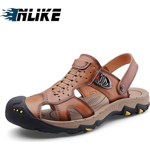 Summer Genuine Leather Outdoor Mens Shoes Men Sandals For Male Casual Shoes