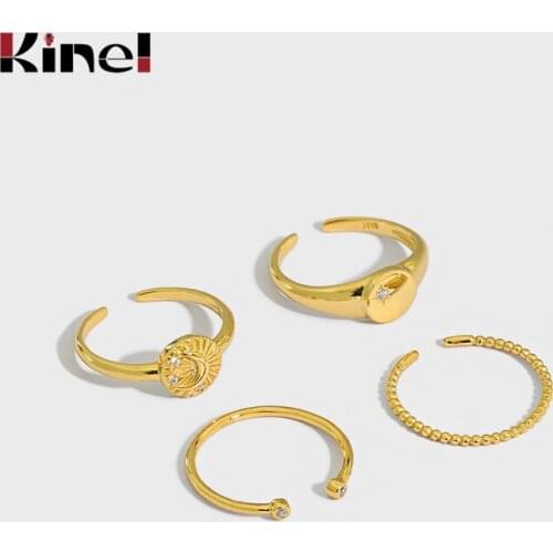 Kinel Silver 925 Jewelry Korea INS 18K Cold Minimalist Zircon Finger Rings For Women Statement Adjustable Anillos