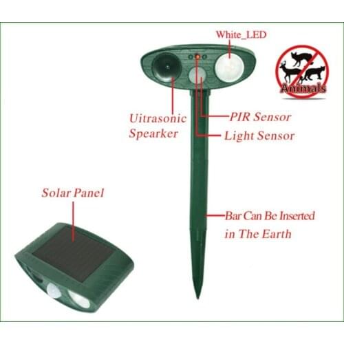 Solar infrared burst ultrasonic drive cat dog electronic sound wave animal drive Garden use