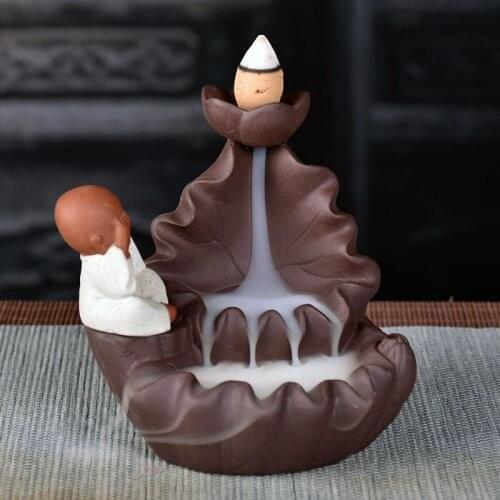 Statue Lotus Incense Burner Waterfall Small Modern Incense Burner Candle Buddha Decor Home Incensario Room Decor BK50XX BK50XX