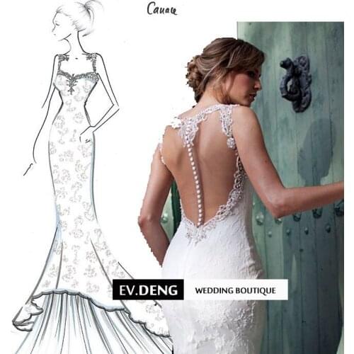 Actual lmages vestido de noiva casamento lace mermaid wedding dress 2016 hot sale new sexy backless tiered bride robe de mariage