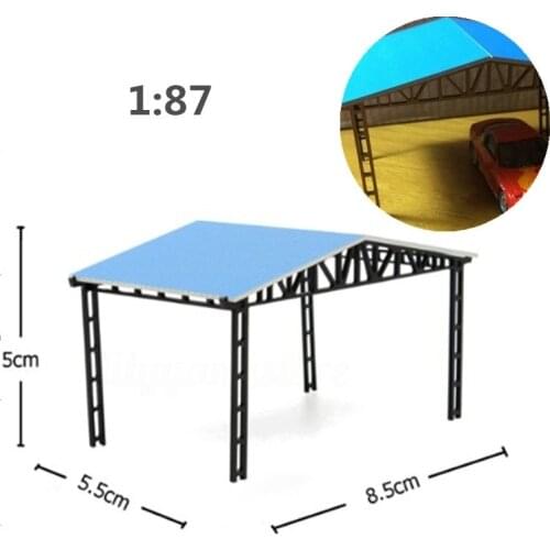 1:87 Scale Sand Table Decoration DIY Assembly Building Model for Landscape Sand Table Carport
